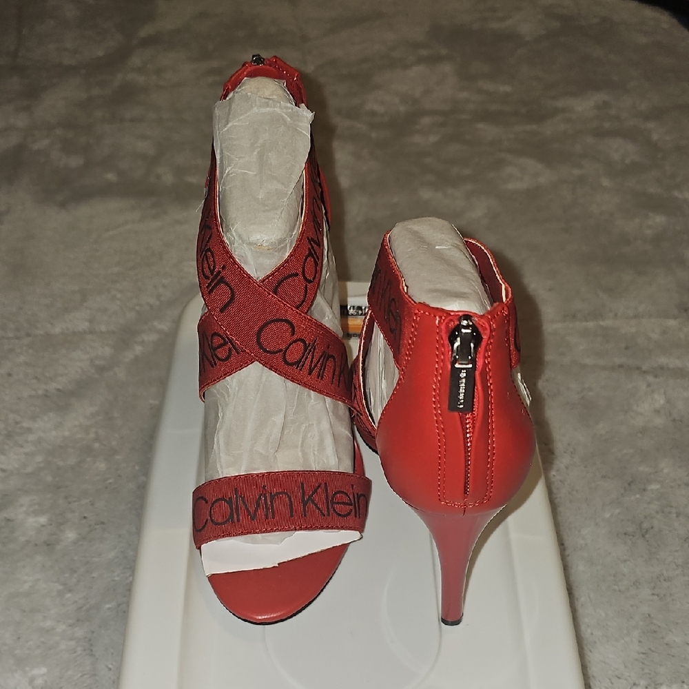 Calvin Klein Bold Red Heeled Sandals